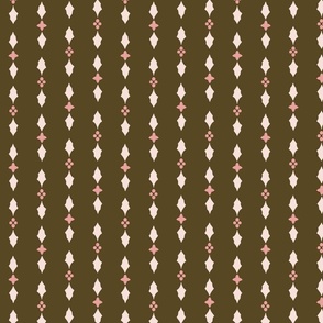 Decorative holly stripes– pastel  pink , light pink and dark brown  // Small scale