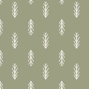 Winter pine tree frames – cream and olive green    // Medium scale