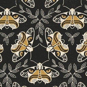 Tiger Moth Block Print - Gingerbread - l