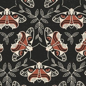 Tiger Moth Block Print - Salsa Dancing Red - l