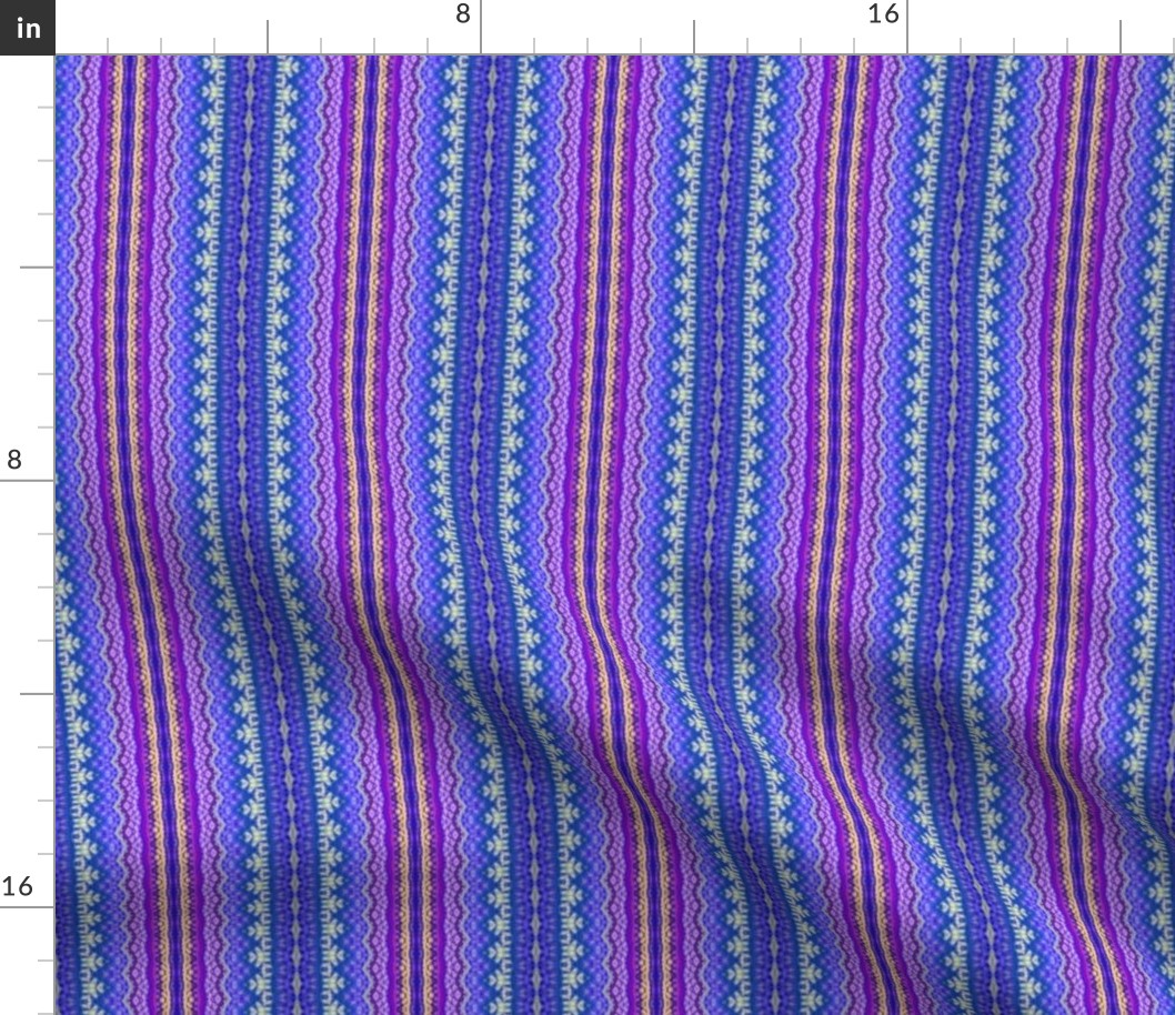 royal geometric stripes - golden purple blue