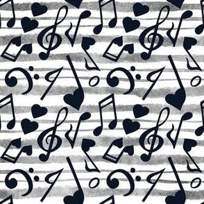 Large Scale Heart Music Love Notes in Black