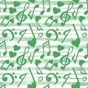 Large Scale Heart Music Love Notes in Green