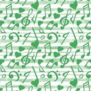 Medium Scale Heart Music Love Notes in Green