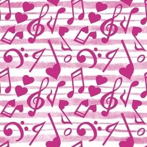 Large Scale Heart Music Love Notes in Berry Pink