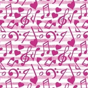 Medium Scale Heart Music Love Notes in Berry Pink