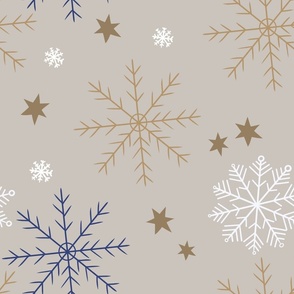 Snowflake Pattern Beige 17b  Large Scale