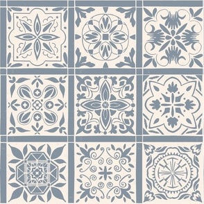 Dusty Blue Spanish Mosaic Tiles - Boho Light Blue