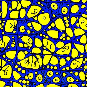 Yellow and Blue Floral Patterns Pointillism