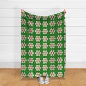 Christmas Quilt Square Flower Design in Red and Green