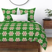 Christmas Quilt Square Flower Design in Red and Green