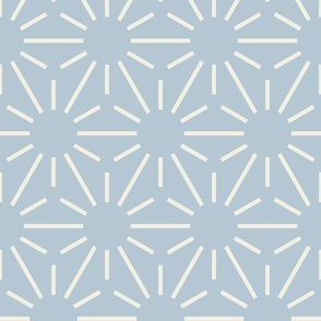 BABY BLUE Sun Sunray Geometric Pattern pastel blue off-white