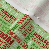 Small Scale Sweary Naughty Christmas Word Cloud Red and Green