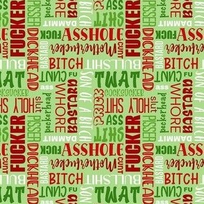 Small Scale Sweary Naughty Christmas Word Cloud Red and Green