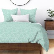 Orange Grove: Block Print-Inspired Citrus Tree Vine Repeat in Robins Egg and Soft Turquoise Blue (Large)