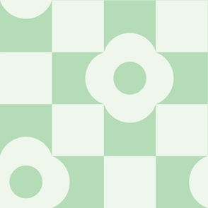 Daisy Flower Checkers Pastel Green