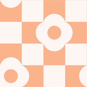 Daisy Flower Checkers Pastel Orange