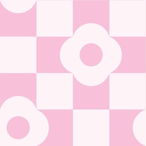 big// Daisy Flower Checkers Pastel Pink