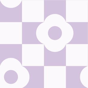 Daisy Flower Checkers Pastel Violet