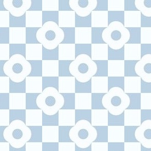 small// Daisy Flower Checkers Pastel Blue