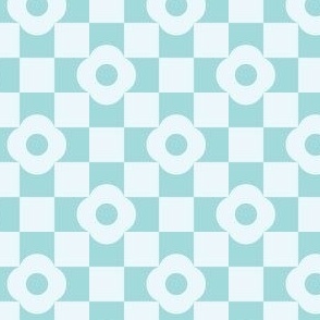 small// Daisy Flower Checkers Pastel Teal