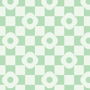 small// Daisy Flower Checkers Pastel Green