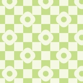 small// Daisy Flower Checkers Pastel Lime Greee