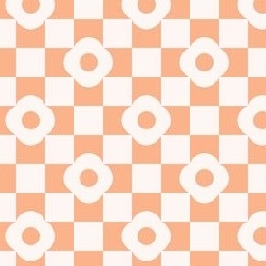 small// Daisy Flower Checkers Pastel Orange