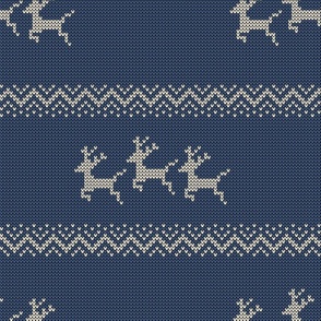 Reindeer Knit Jumper Panna Cotta on Blue Ridge