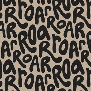 ROAR bubble letters, lions and tigers, medium 6x6" black and nude