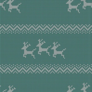 Reindeer Knit Jumper Seaglass on Teal3