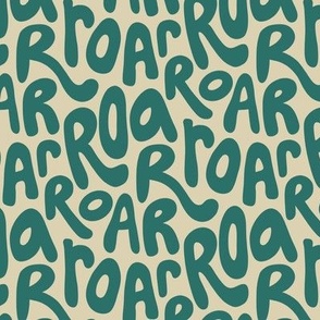 ROAR bubble letters, lions and tigers, medium 6x6" dark teal turquoise