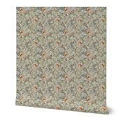Forest botanical - Woodland squirrel watercolor - Sage Green - Micro