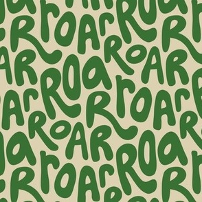 ROAR bubble letters, lions and tigers, medium 6x6" green