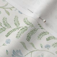Hand-painted watercolor florals, vine leaves and zig zag stripes_sage blue_12