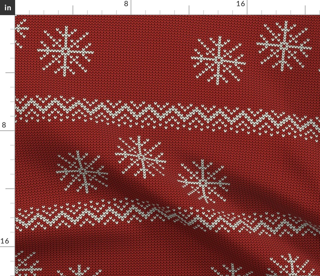 Snowflakes Ivory on Poppy Red