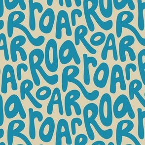 ROAR bubble letters, lions and tigers, medium 6x6" blue