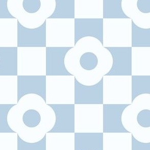 medium// Daisy Flower Checkers Pastel Blue