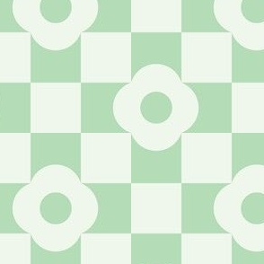 medium// Daisy Flower Checkers Pastel Green