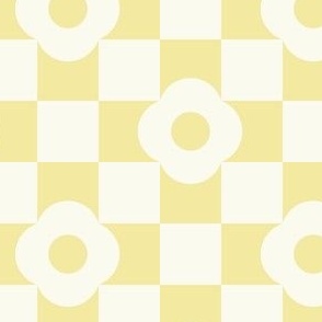 medium// Daisy Flower Checkers Pastel Yellow