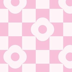 medium// Daisy Flower Checkers Pastel Pink