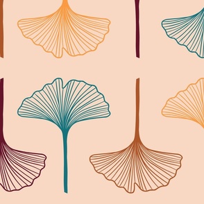 Ginkgo tree  Leaves_cream/beige background_ Large scale