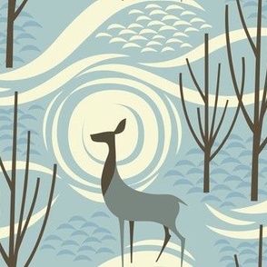 woodland deer, dusty blue