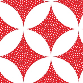 Modern Stars and Flowers Red with White Dots