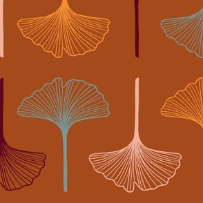 Ginkgo tree  Leaves_brown background_ Large scale