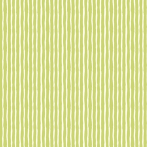 Rustic Stripes: Hand-Painted Textured Cream Stripes on Light Moss Green (Small)