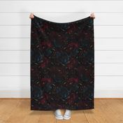 21" Dark Antique Moody Florals - Gothic Real Burgundy Wintry And Autumnal Flowers 