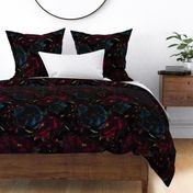 21" Dark Antique Moody Florals - Gothic Real Burgundy Wintry And Autumnal Flowers 
