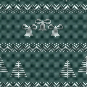 Christmas Knit Jumper 10 Motifs Seaglass on Dark Teal