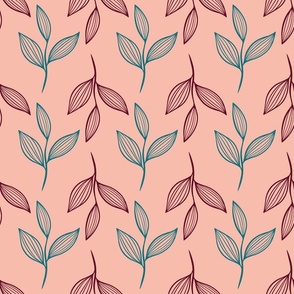 Botanical Leaves - Pink- Medium scale